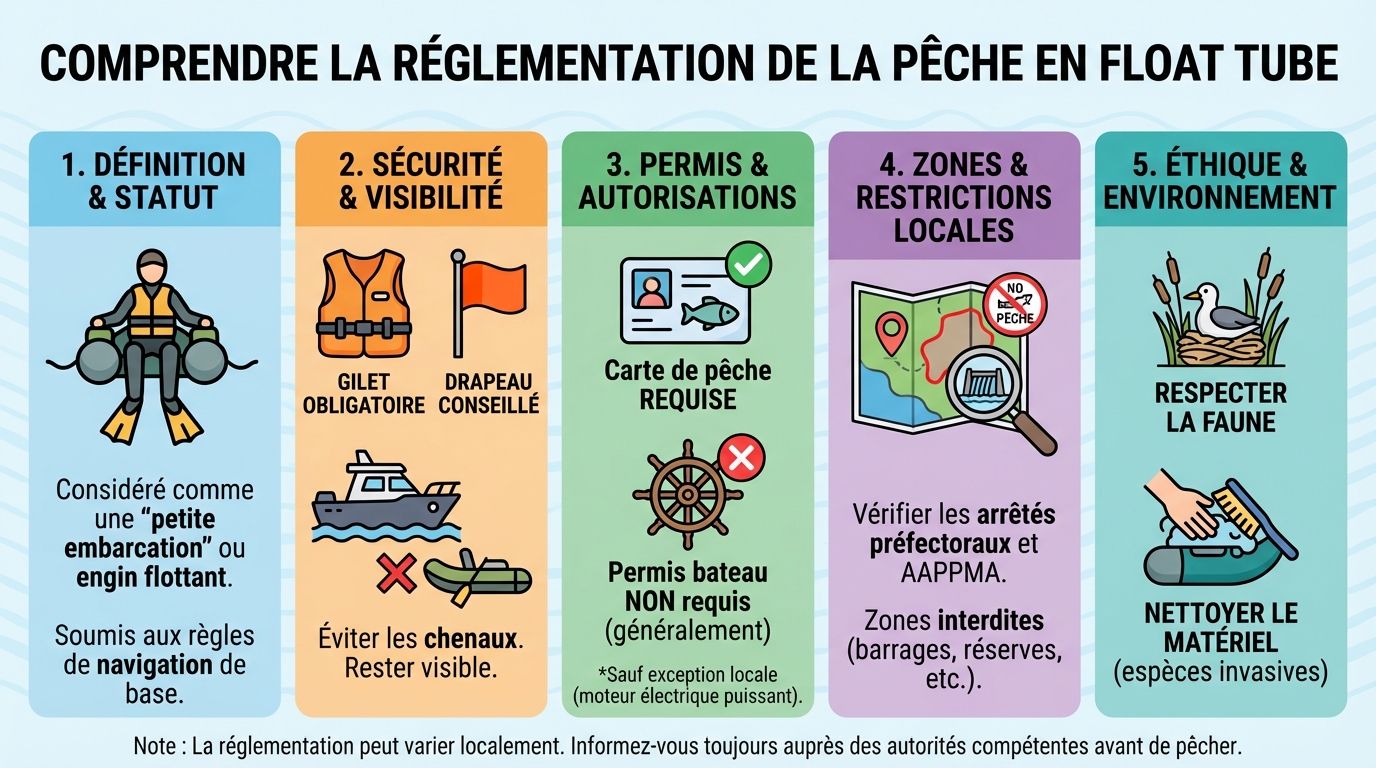 Obligations légales pour les pêcheurs en float tube