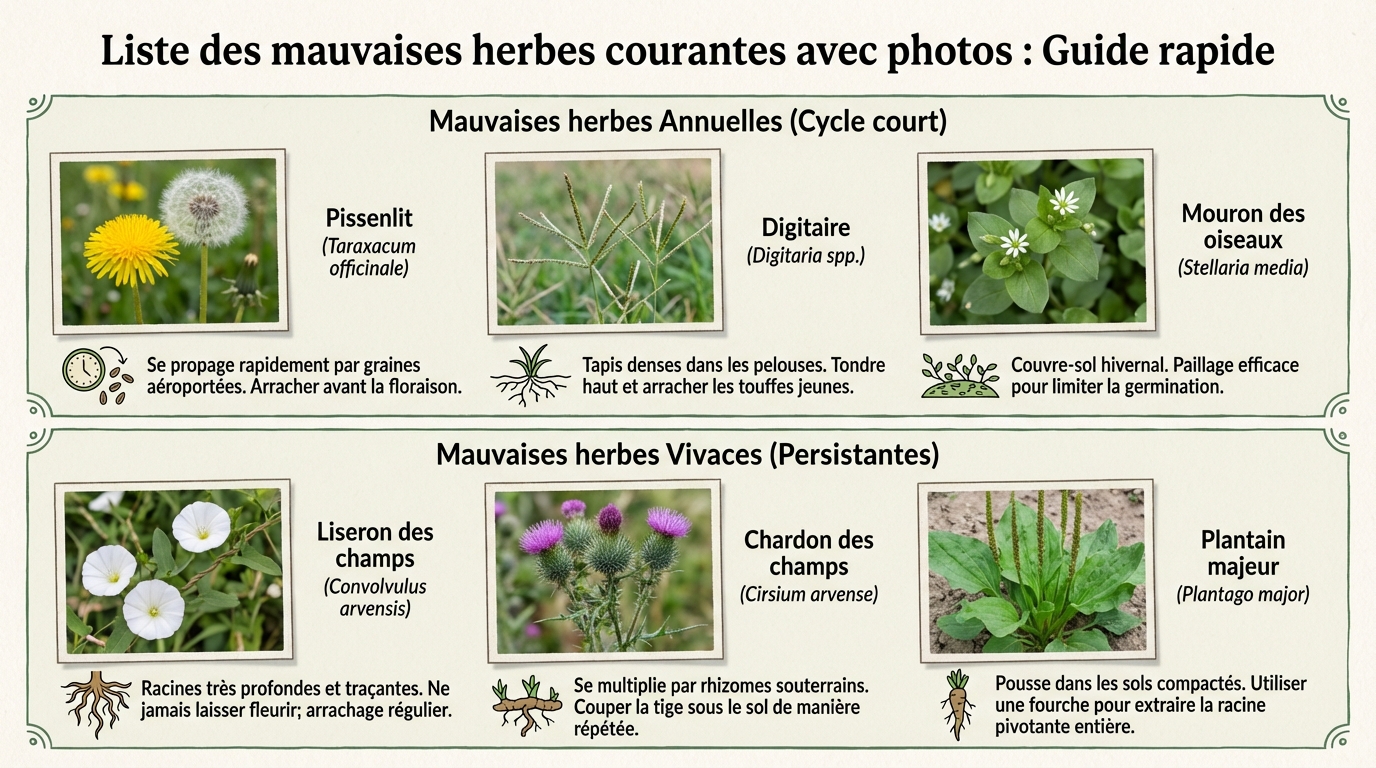 Liste des mauvaises herbes avec photo : guide complet 13 Comment identifier les mauvaises herbes