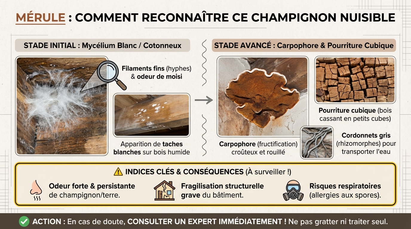 Les signes d'infestation par la mérule